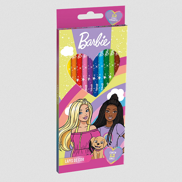 LAPIS COR BARBIE SEXTAVADO 12 CORES TRIS