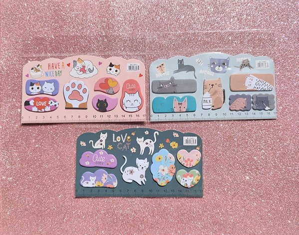 CONJ ADESIVOS E RECADINHOS CUTE 9,3X17,2 15FL CADA UN CAT