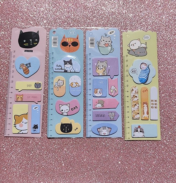CONJ ADESIVOS E RECADINHOS CUTE 6,5X21 15FL CADA UN CAT
