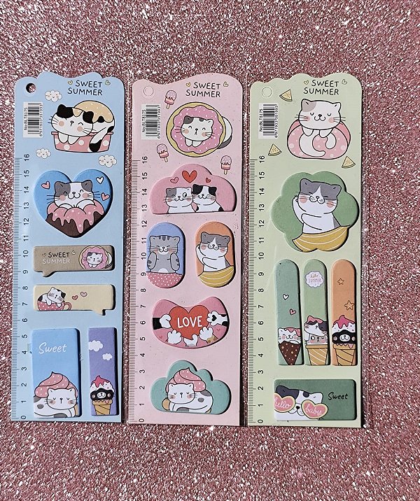CONJ ADESIVOS E RECADINHOS CUTE 6,5X21 15FL CADA UN GATINHO UNIDADE