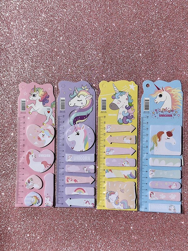 CONJ ADESIVOS E RECADINHOS CUTE 6,5X21 15FL CADA UN UNICORNIO