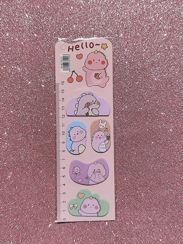 CONJ ADESIVOS E RECADINHOS CUTE 6,5X21 15FL CADA UN DINOSSAURO