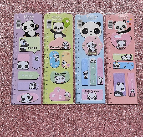 CONJ ADESIVOS E RECADINHOS CUTE 6,5X21 15FL  PANDA VMP UNIDADE