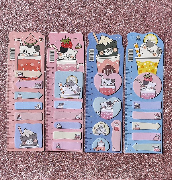 CONJ ADESIVOS E RECADINHOS CUTE 6,7X21,7 15FL CADA UN GATINHO UNIDADE