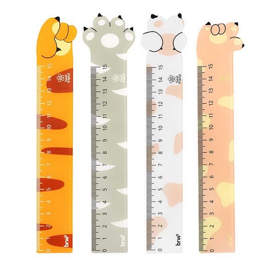 RÉGUA PLÁSTICA 15CM ESTAMPAS SORTIDAS PET UNIDADE