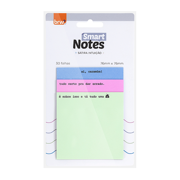 BLOCO SMART NOTES 76X76MM - SÁTIRA INTUIÇÃO - 30 FLS - BLISTER C/ 3 BLOCOS