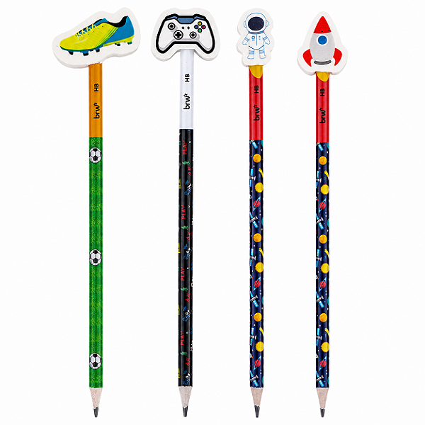 LÁPIS HB - ESTAMPADO C/ PONTEIRA BORRACHA ADVENTURE UNIDADE BRW