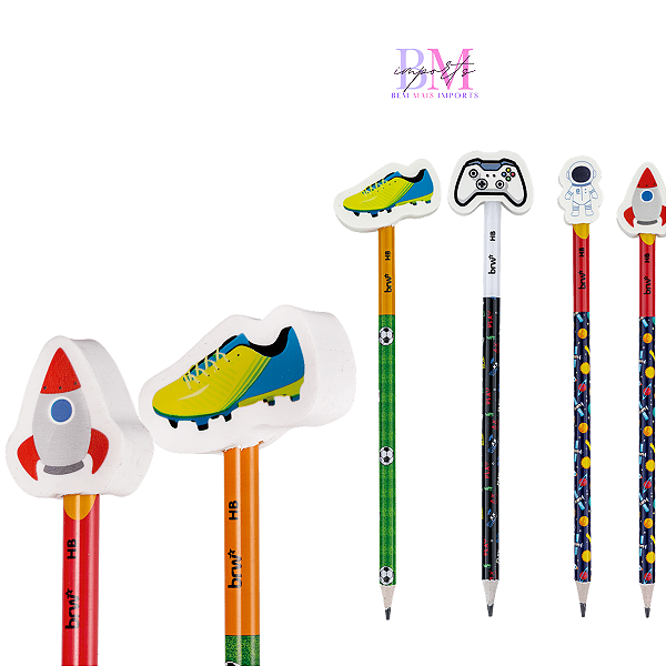 LÁPIS HB - ESTAMPADO C/ PONTEIRA BORRACHA ADVENTURE UNIDADE BRW