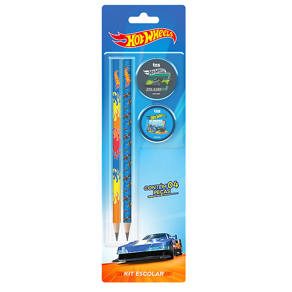KIT ESCOLAR HOT WHEELS CART 4 PCS TRIS