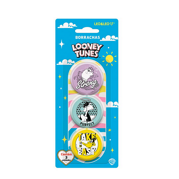 BORRACHA REDONDA LOONEY TUNES BLISTER C/3 UND LEO E LEO