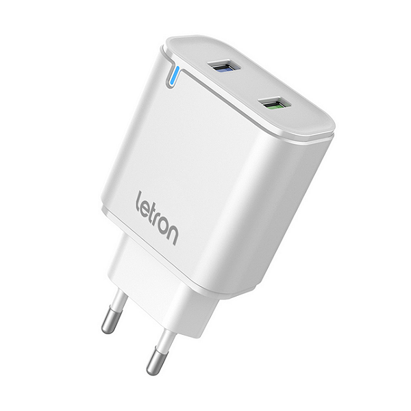 CARREGADOR DE PARADE 2 USB BRANCO - ANATEL - VQ-T08 (2.4A) - LETRON