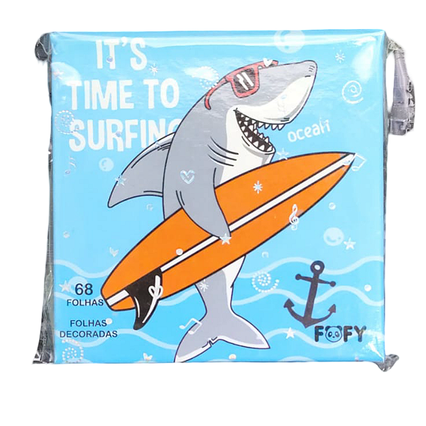CADERNINHO TUBARAO 68 FOLHAS .SURFISTA. FOFY