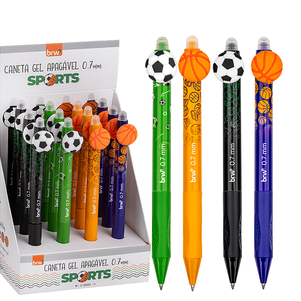 CANETA ESFEROGRÁFICA DIVERT GEL APAG 0.7MM SPORTS CX C/12 UNID BRW