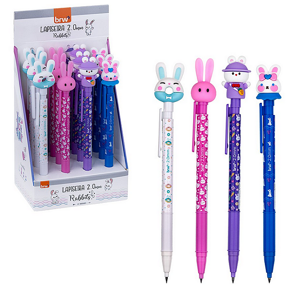 LAPISEIRA PLÁSTICA 2.0MM RABBITS CX C/12 UNID BRW