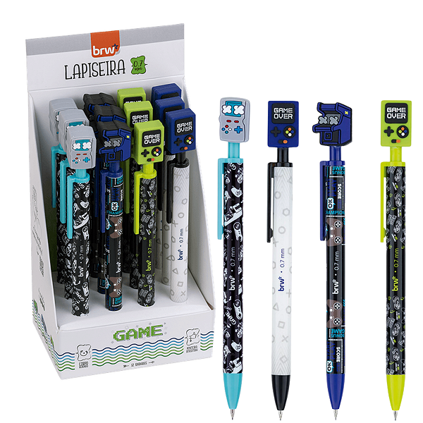 LAPISEIRA PLÁSTICA DIVERTIDA 0,7MM - GAME CX C/12 UNID BRW