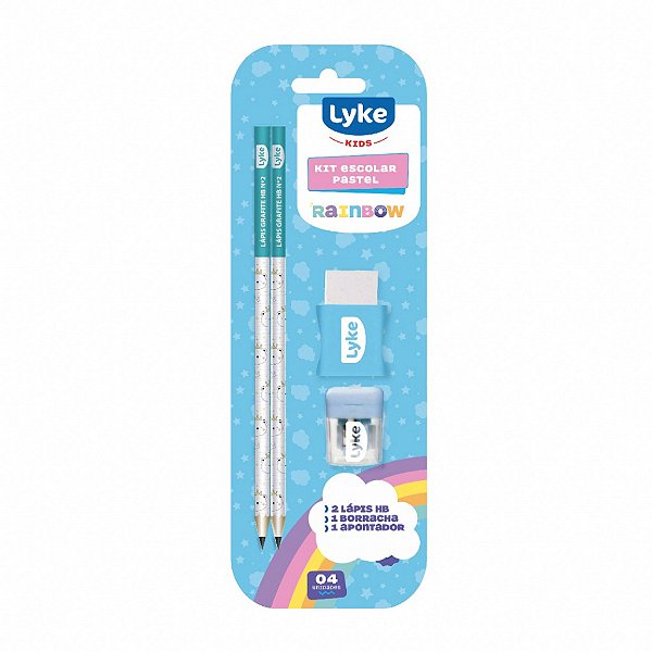 KIT ESCOLAR AZUL PASTEL - 2 LAPIS GRAFIT LYKE
