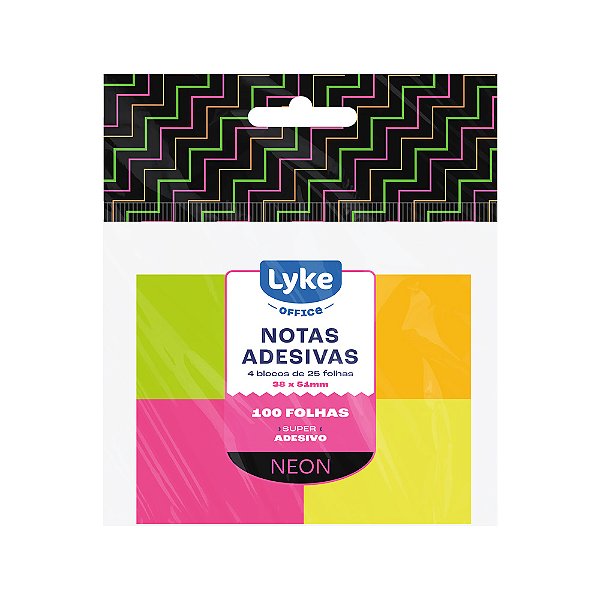 BLOCO RECADO AUTO-ADESIVO 38X51MM - NEON LYKE