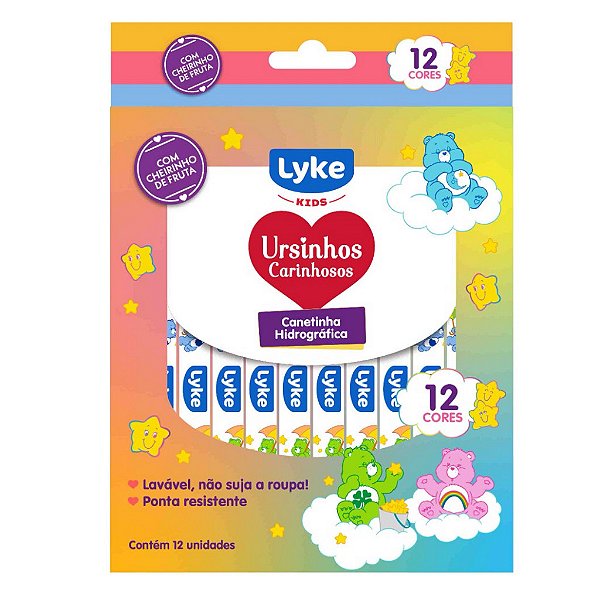 CANETINHA HIDROGRAFICA 12 CORES URSINHOS CARINHOSOS PERFUMADA LYKE