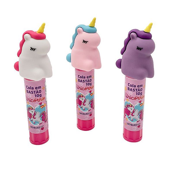 COLA BASTAO DECORADA UNICORNIO 10GRAMAS UNIDADE LEO E LEO