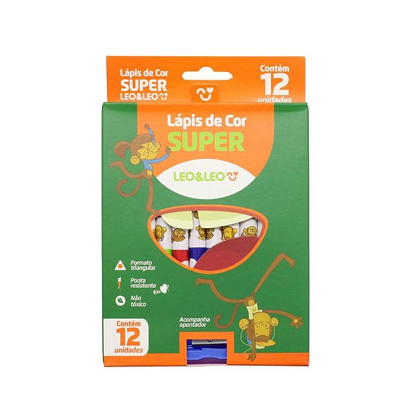 LAPIS 12 CORES SUPER RESINA TRIANGULAR C/APONT. LEO E LEO