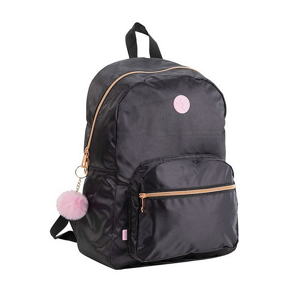 MOCHILA POLIÉSTER - 2 COMPART. -  PRETO COM ROSA BRW