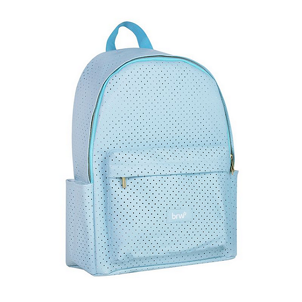 MOCHILA PU PERFURADA - 2 COMPART. E 2 BOLSOS - AZUL PASTEL BRW