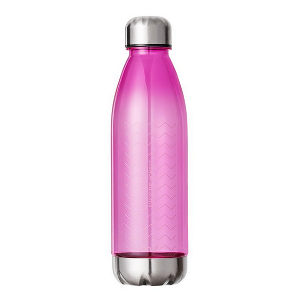 GARRAFA PLÁSTICA ESTAMPADA C/ TAMPA AL - 700ML - ROSA PASTEL - ENJOY BRW