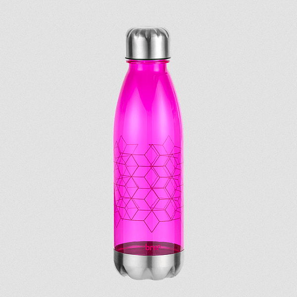 GARRAFA PLÁSTICA ESTAMPADA C/ TAMPA AL - 700ML - MATELASSE ROSA BRW