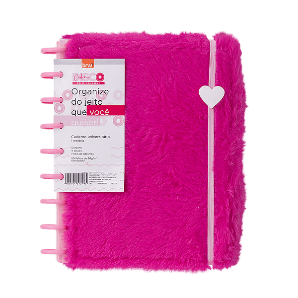 CADERNO DISCO PLUSH PINK - 220X160 - 80 FOLHAS BRW