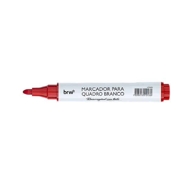 MARCADOR QUADRO BRANCO RECARREGÁVEL COM TINTA VERMELHO - LINHA PRIME UNIDADE BRW