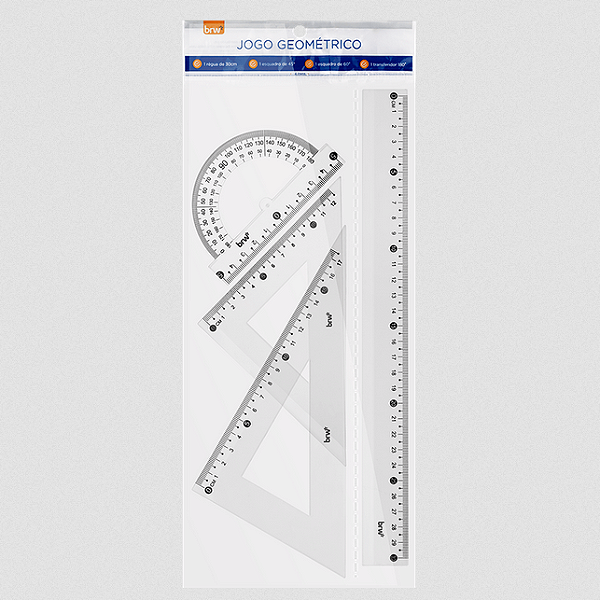 JOGO GEOMÉTRICO 1º GRAU TRANSPARENTE - BLISTER C/ 1UNC BRW