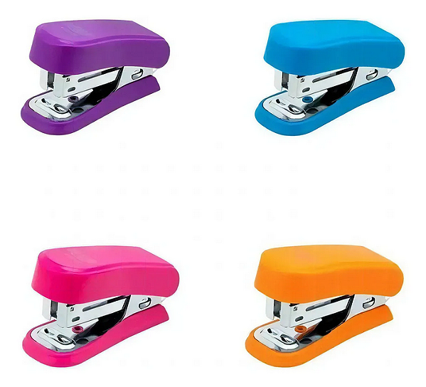 GRAMPEADOR PLÁSTICO MINI PARA 20FLS - BASE DE 6,8CM - CORES NEON UNIDADE BRW