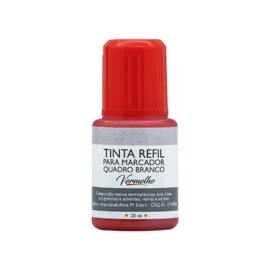 TINTA PARA MARCADOR QUADRO BRANCO - 20ML - VERMELHO UNIDADE BRW