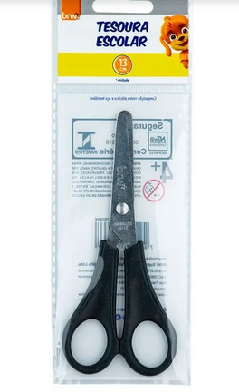 TESOURA DE AÇO C/ RÉGUA 13CM PRETA UNIDADE BRW