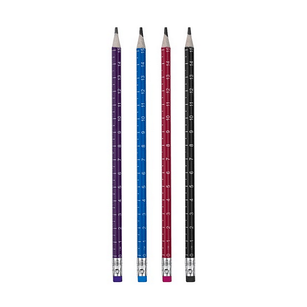 LÁPIS HB NEON C/ RÉGUA - RESINA TRIANGULAR UNIDADE BRW