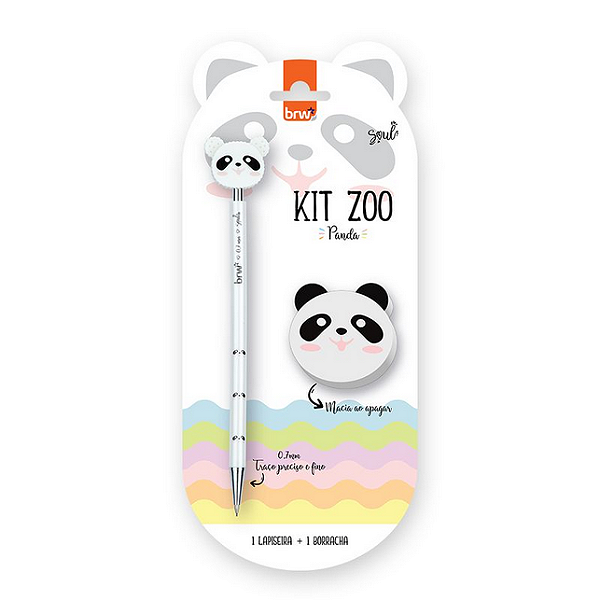 KIT LAPISEIRA PLÁSTICA PANDA 0.7MM C/ 1 BORRACHA - BLISTER BRW