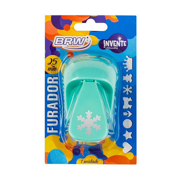 FURADOR DE EVA - 25MM - FLOCO DE NEVE - VERDE - BLISTER C/ 1UN BRW