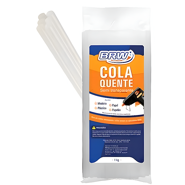 BASTAO DE COLA QUENTE TRANSPARENTE - GROSSO -11,2X300MM - PCT C/ 1KG BRW
