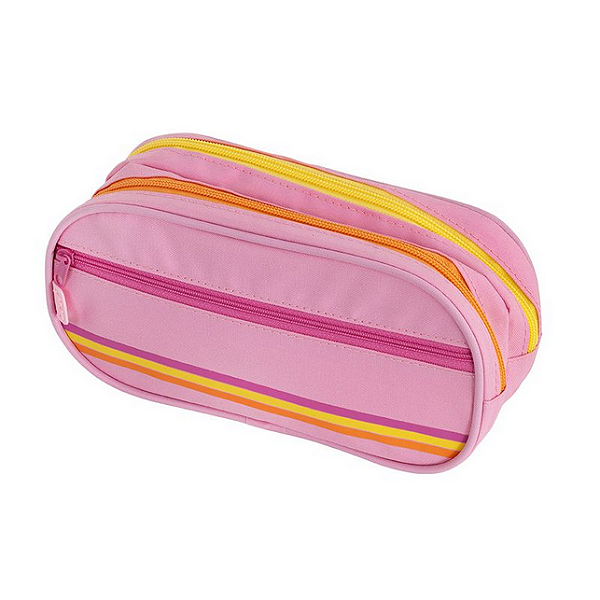 ESTOJO ESTAMPADO - POLIÉSTER - 2 ZIPERS - ROSA/AMA/LAR BRW