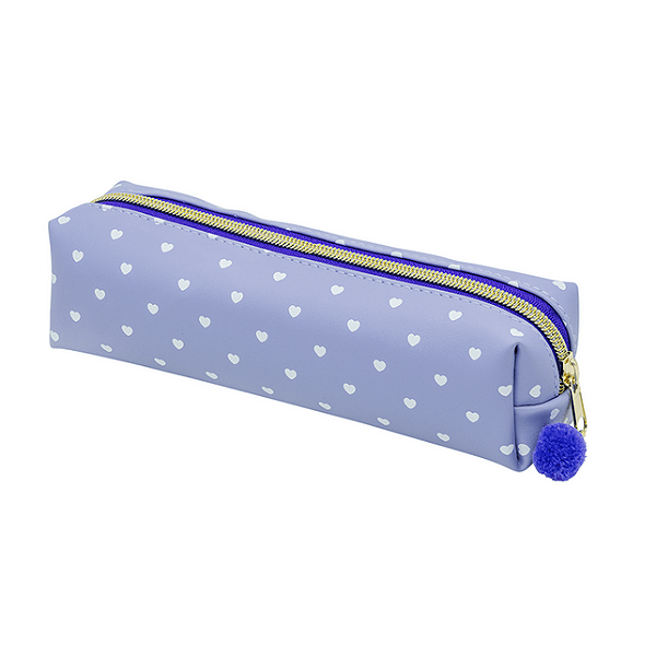 ESTOJO ESTAMPADO - 1 ZIPER C/POMPOM - LILAS E BRANCO BRW