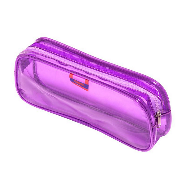 ESTOJO TRANSPARENTE - 1 ZIPER - ROXO BRW