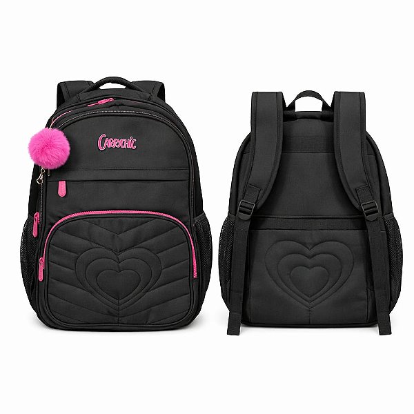 MOCHILA REFORÇADA CARRYCHIC PRETA E PINK