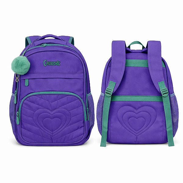 MOCHILA REFORÇADA CARRYCHIC ROXA E VERDE