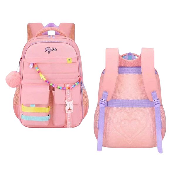 MOCHILA KPTO ROSA E ROXO  COM CORRENTINHA