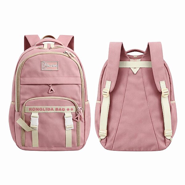 MOCHILA RLD BAG ROSA  E BRANCO