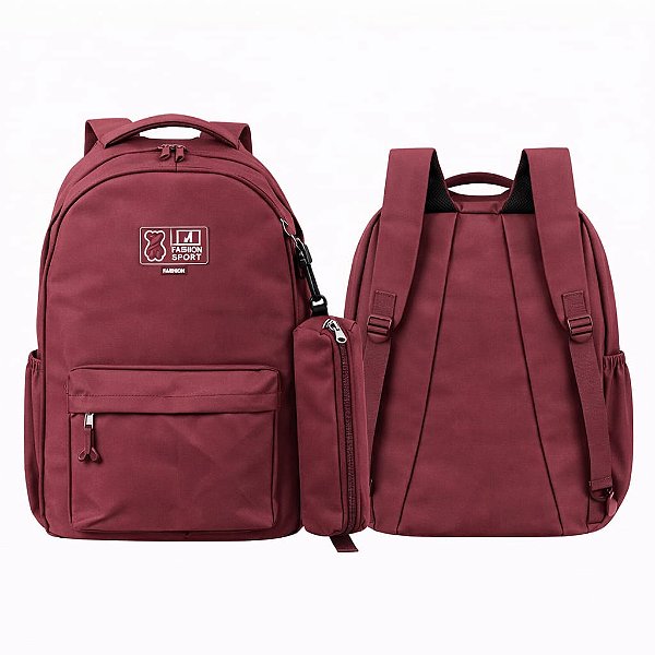 MOCHILA COM ESTOJO URSO BORDO