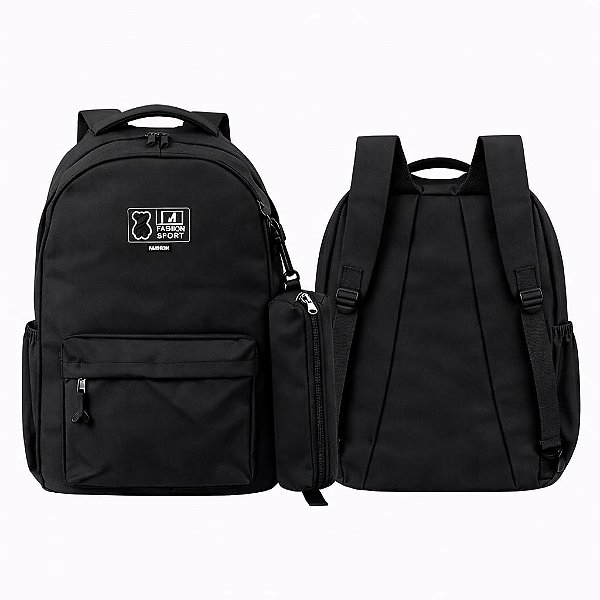 MOCHILA COM ESTOJO URSO PRETO