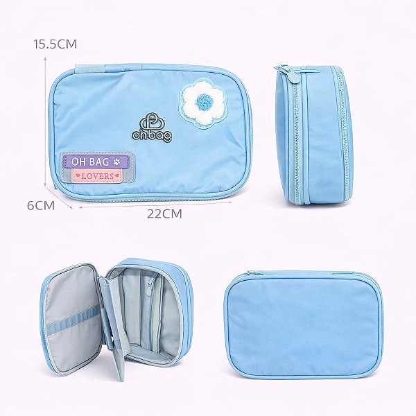 ESTOJO BOX OH BAG FLOWER AZUL