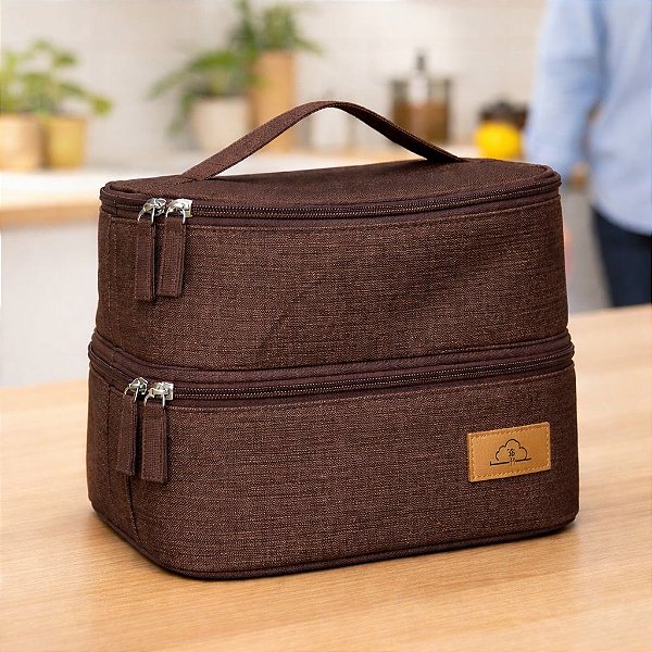 LANCHEIRA MARROM 2 COMPARTIMENTOS