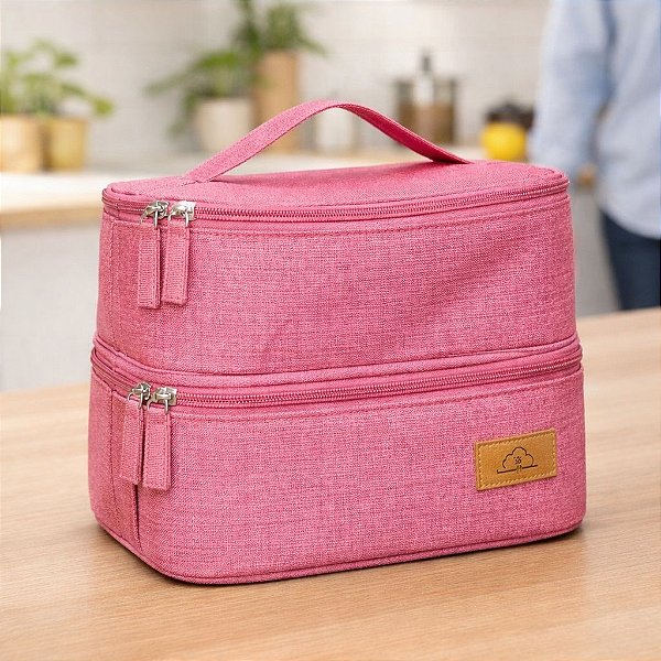 LANCHEIRA ROSA 2 COMPARTIMENTOS